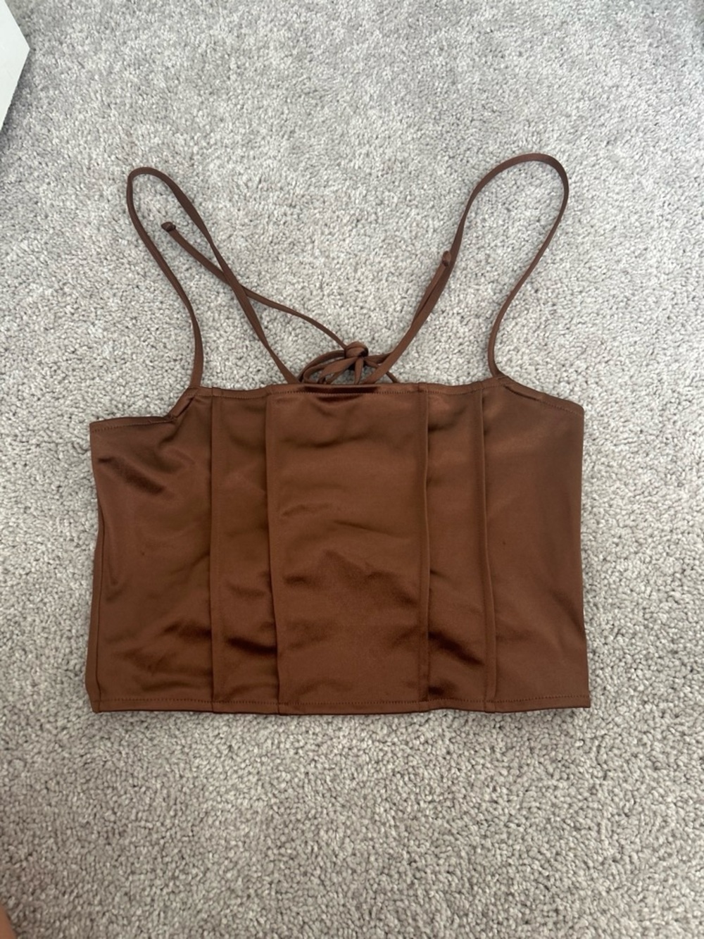 H&M Chocolate Brown Crop Cami with Adjustable Straps
